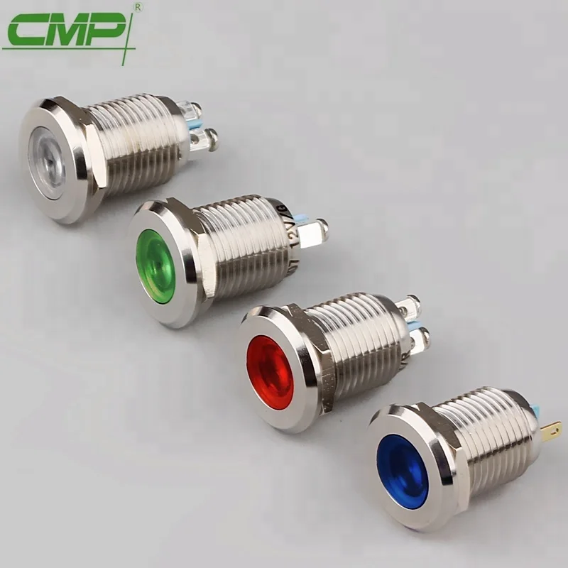 CMP 12mm metal waterproof bicolor indicator led light