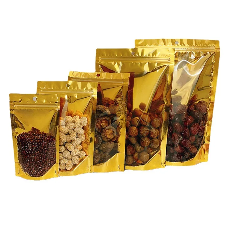 Yin Yang Ziplock Gold Aluminum Foil Stand Up Pouch For Snack Nuts Tea Dried Cookies/Biscuit/Tea/Food Candy Storage Packaging Bag