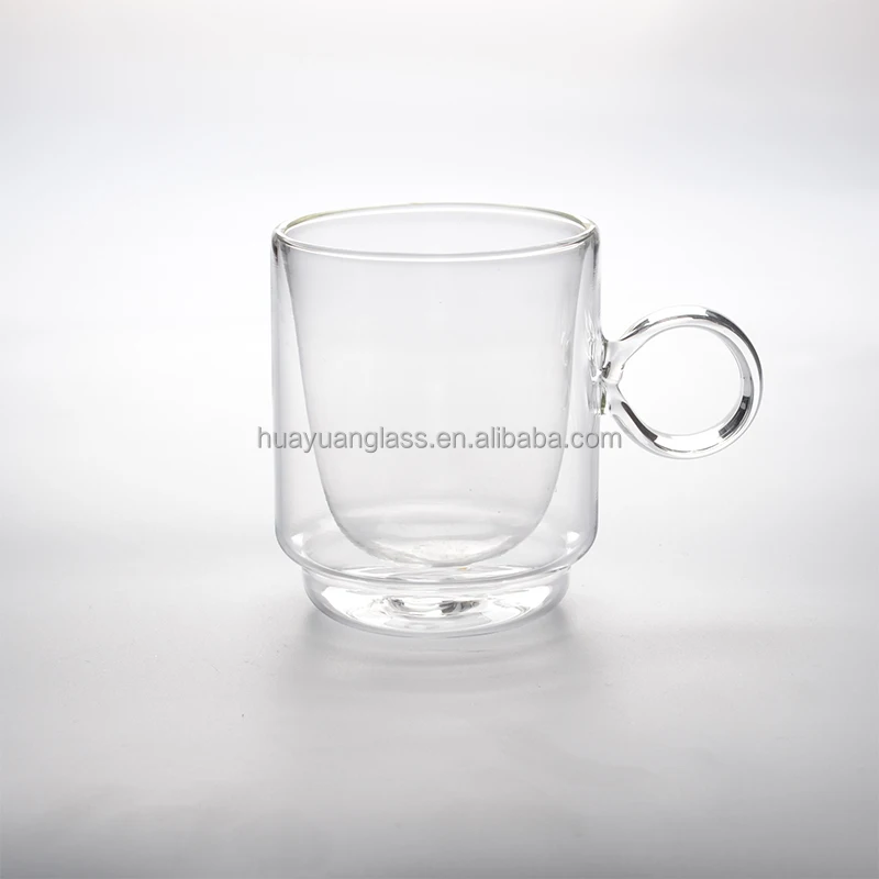 high borocilicate double wall glass cup/ mug