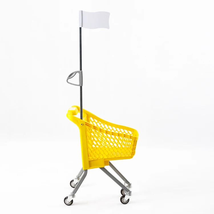 Mini Grocery Store Wholesale Plastic Supermarket Child Shopping Trolley Cart with Flag