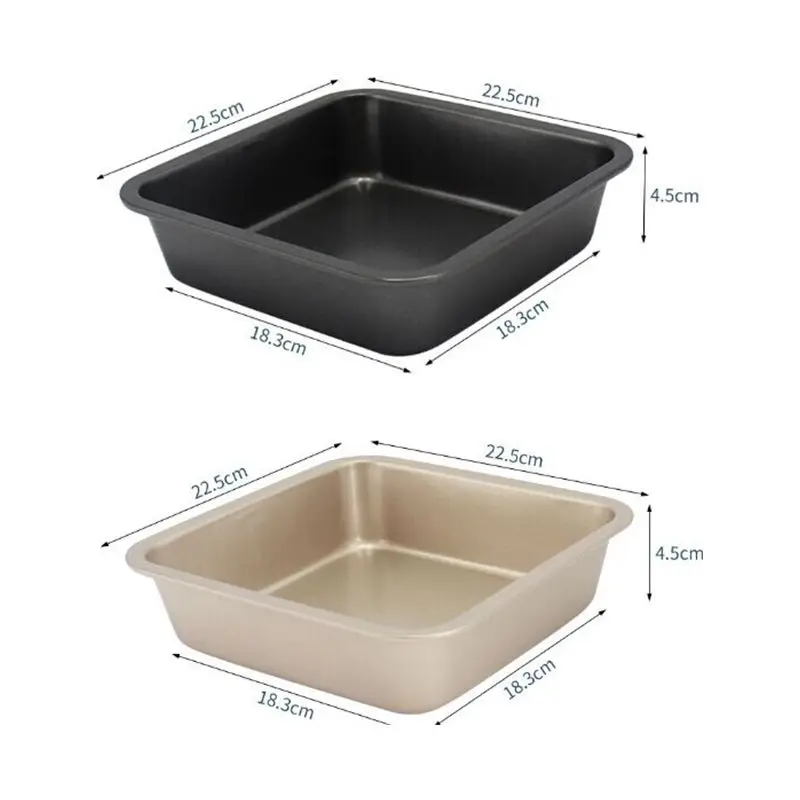 Lixsun Non-stick Coating Standard 9inch Golden Colors Square Shape Cake Pan Baking Pan
