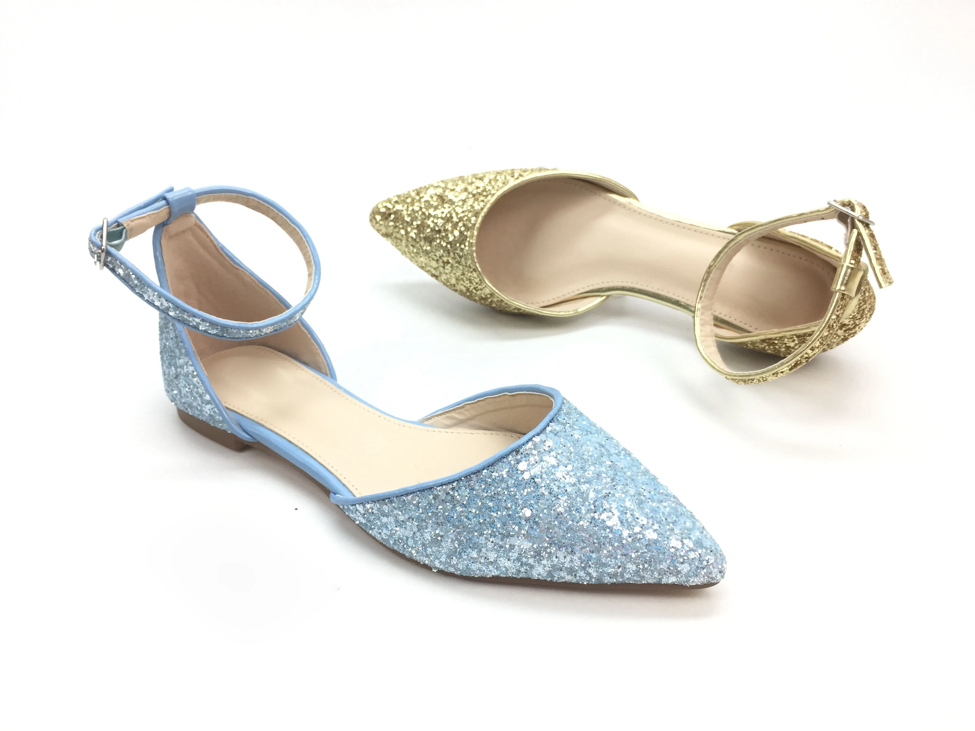 Wedding Party Dress Styles Rock Glitter Flat Lady Shoes Ankle Strap Women Soft pointed toe trendy new sexy shoes