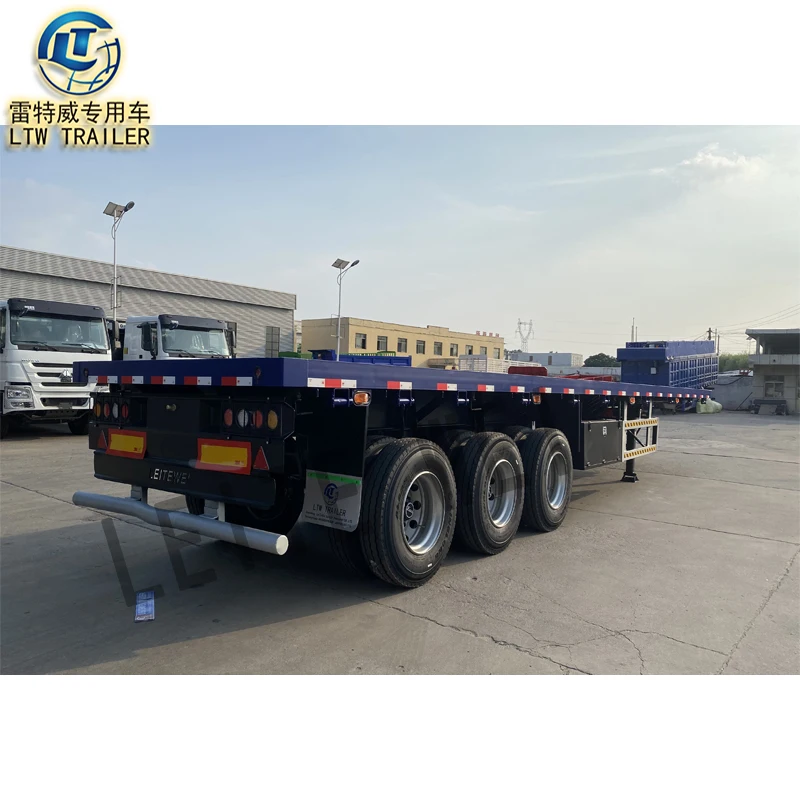 China manufacturer 3 axle 20ft 40ft 60 ton flatbed trailers container transport flat bed semi trailers for sale