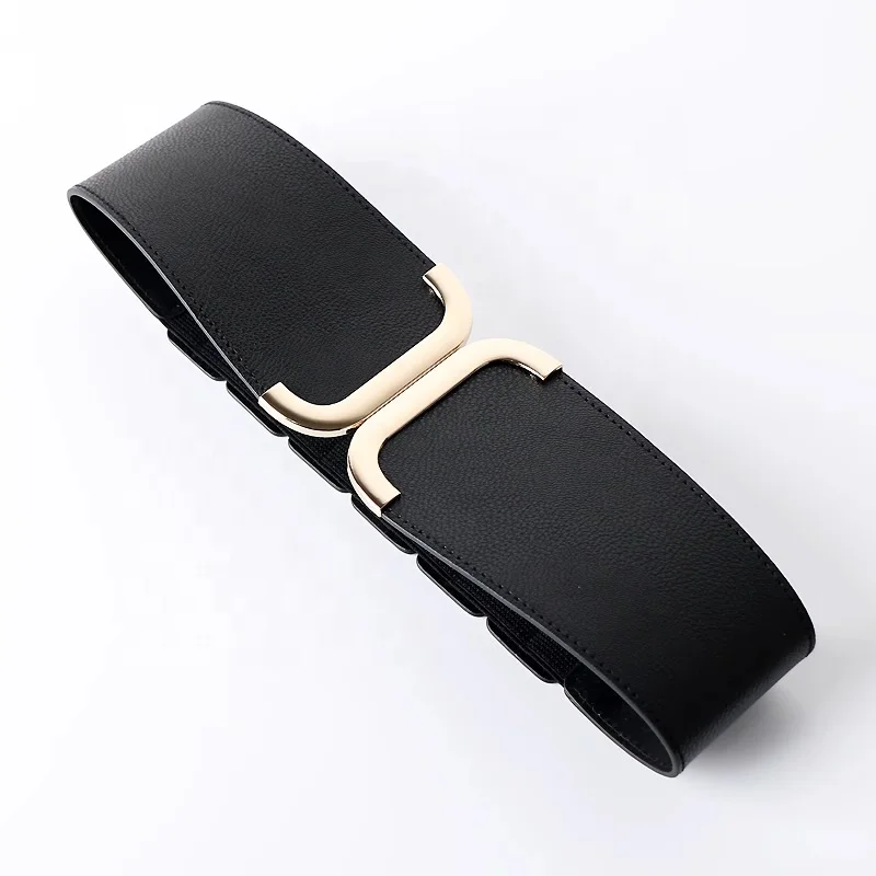 Europe and the United States Simple Elastic Wide Belt Ladies Decorative Waist Genuine Leather Belts
