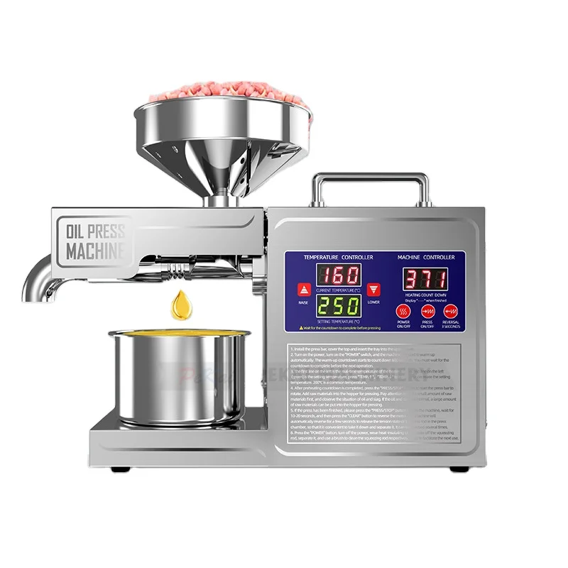 Electric Oil Extractor Automatic Oil Press Machine for Home & Commercial Use Sesame Canola Sunflower Seeds Peanuts Walnuts