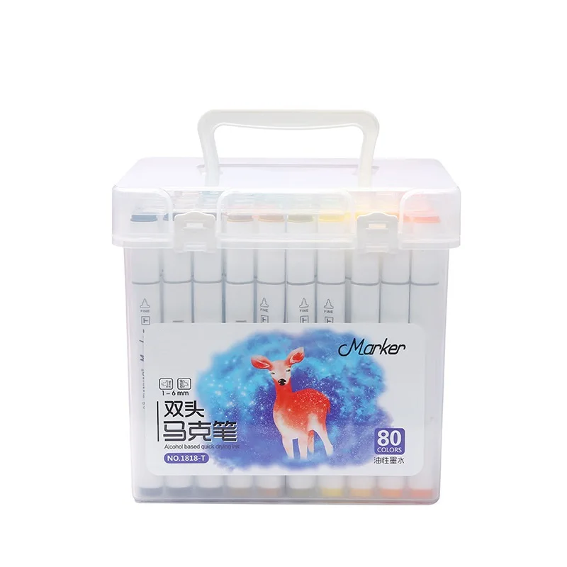 New 24 Colors Dual Tip Watercolor Marker Pens Plastic Barrel Package for Student Art Drawing