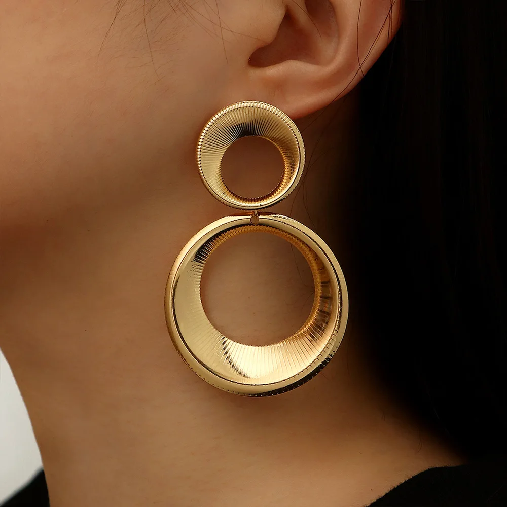 Other Fine Fashion Jewelry Female Creative Trendy Alloy Drop Hoop Gold Plated Large Earring