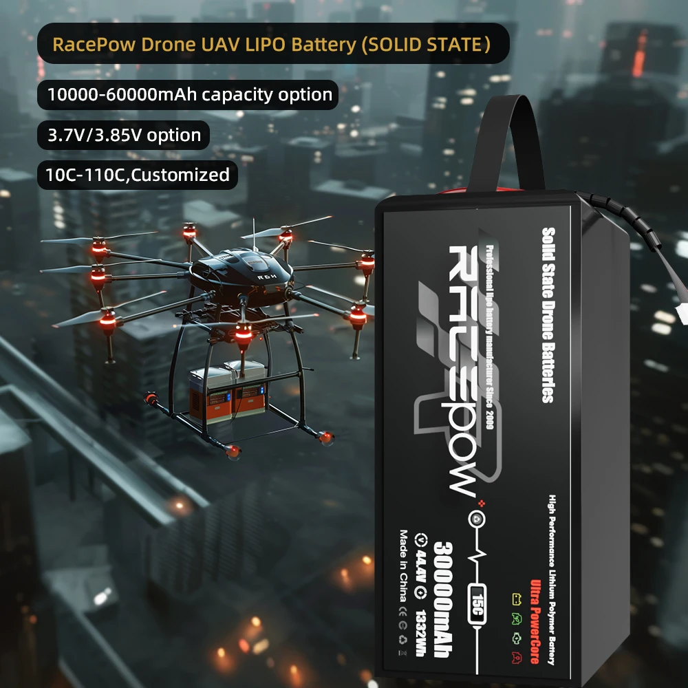 Высокая плотность 6S 12S 14S 24S 30000mAh 46ah 60Ah полутвердотельный Аккумулятор для дрона