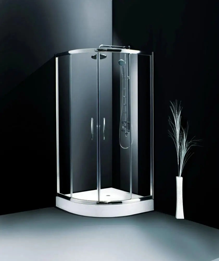 Modern Sliding Glass Shower Cubicle with Stainless Steel Frame 6mm Tempered Enter Curved Glass Arc Shape Corner for Apartments
