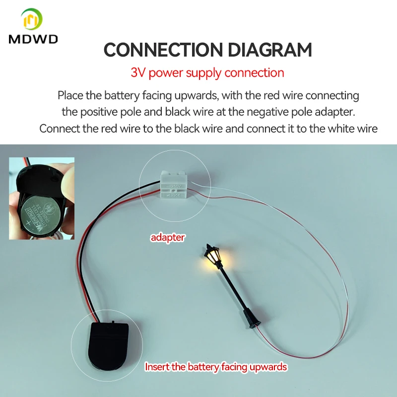 Miniature Light Railway Train  3V LED Street Lamppost Architecture Building Layout for Park Decoration Kits Train  for Diorama