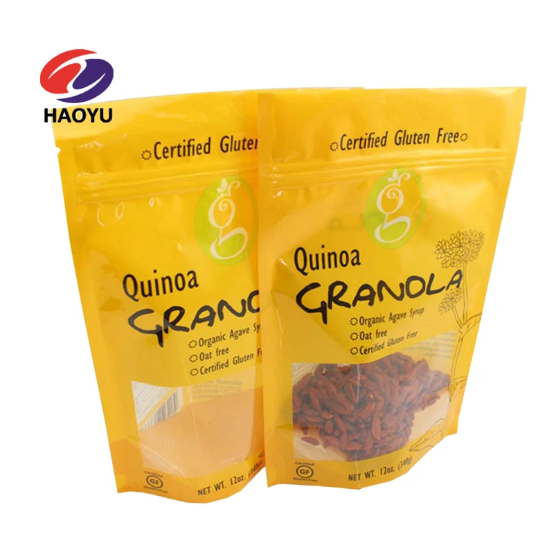 Custom Printed Plastic Doypack Stand Up Food Bag Zip Lock Zipper Ziplock Packaging Bags Standup Stand Up Pouch With Window
