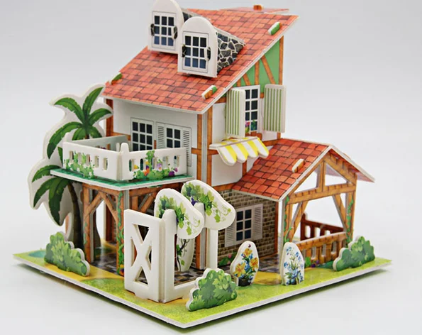 3D puzzle handmade house model paper puzzle toys for children