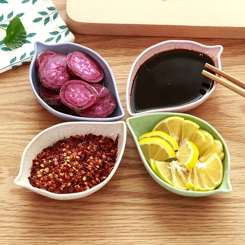 Cute Wheat Straw Seasoning Sauce Dish Dining Small Creative Kitchen Tableware Snack Plate Dish