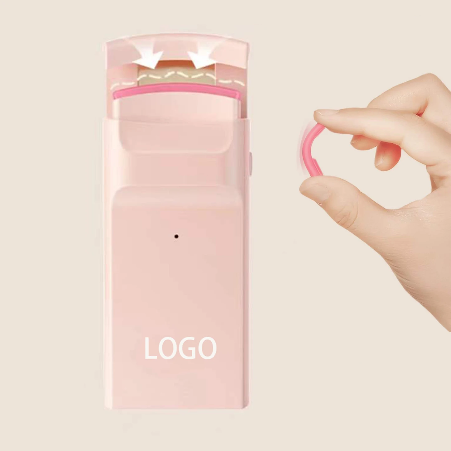 A 2022 Beauty HOT Heated Silicone Eyelash Curler Set Custom Mini Eyelash Curler kit Pink Electric Heated Eyelash Curler