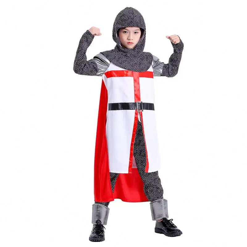 Kid Knight Cloak Boy Crusader Robe Medieval Knight Templar Costume Cosplay Renaissance Knight Outfit