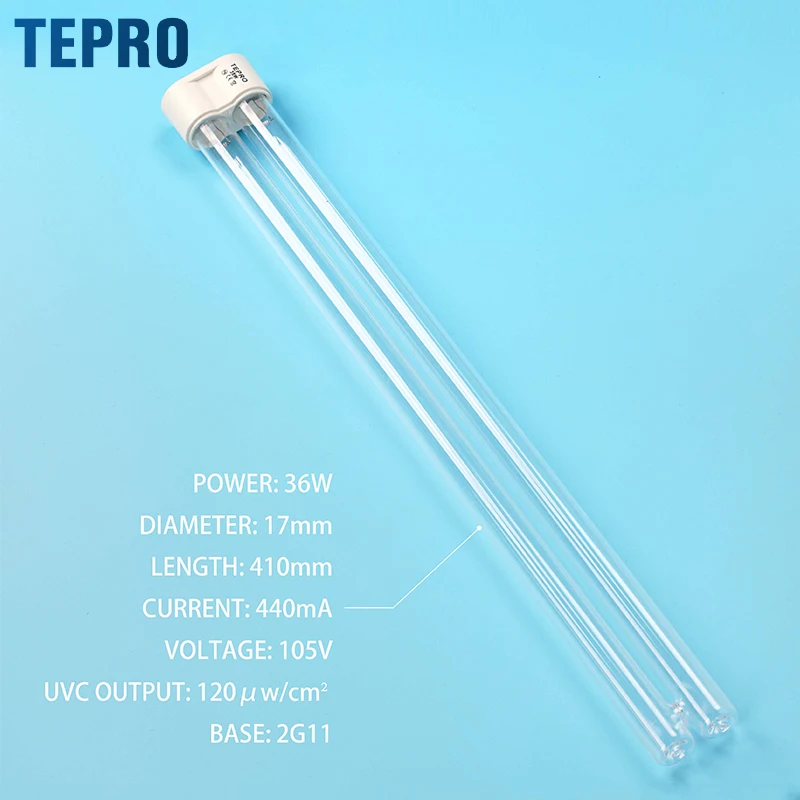 CUH36L/G23 254nm 185nm 36w Uvc Germicidal Sanitizing Disinfection Lamp H Shape Quartz Glass Uv Bactericidal Ultraviolet Light