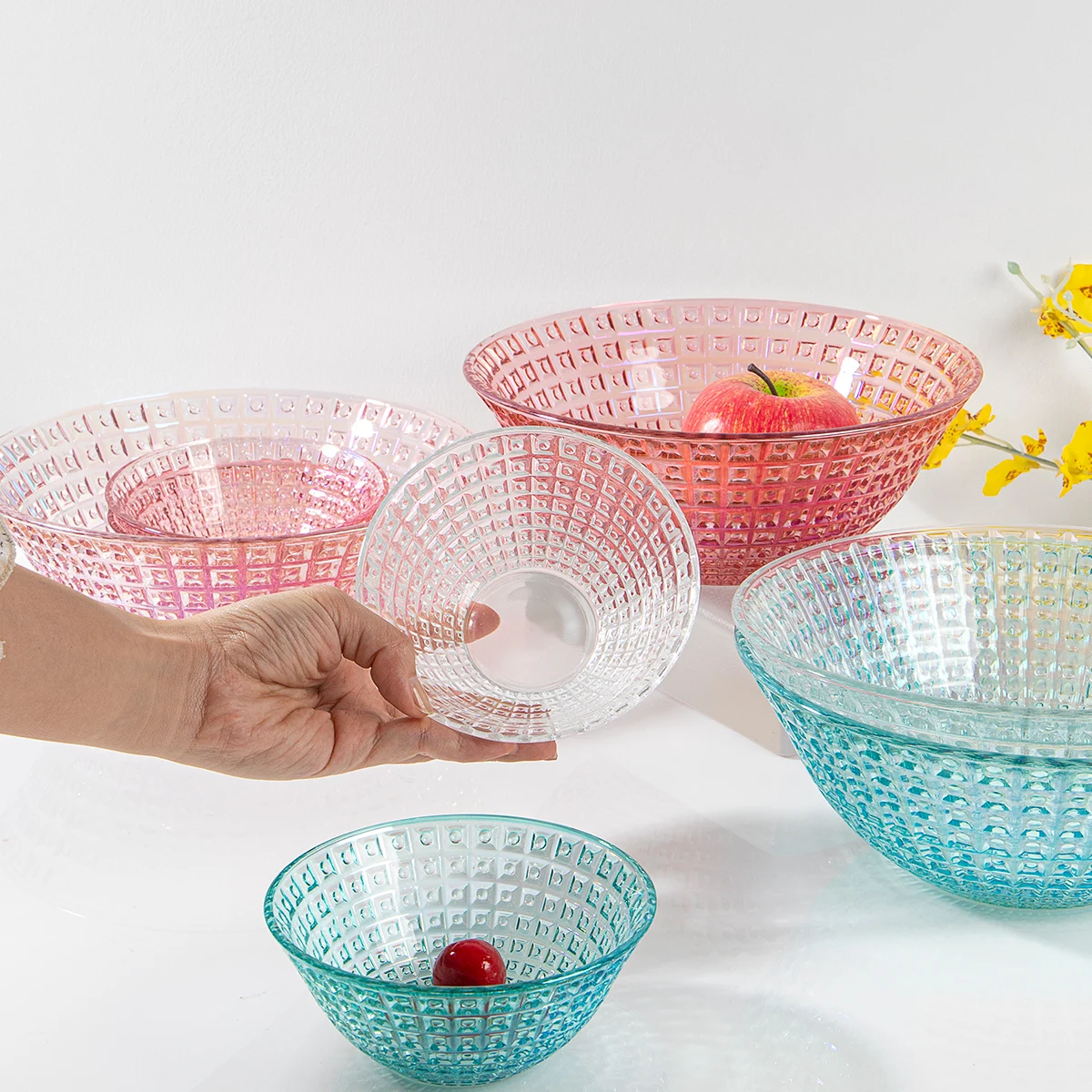 7pcs Luxury Dinnerware Water Glasses Glass Bowl Glass Charger Plates Sets Dinnerware Glass Dishes Set Plates Dinnerware Sets