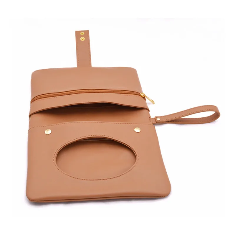 Vegan PU Faux Leather Diaper Clutch Bag Baby Dispenser Wet Tissue Pouch
