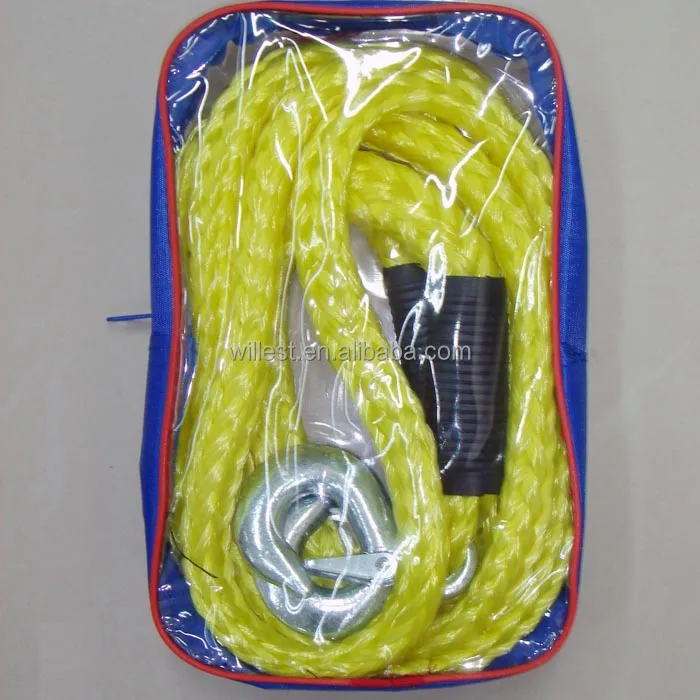 Polypropylene braided kinetic recovery rope HUTZ 3000 kg tow rope with hooks TR30B18X3.5HA 4m emergency rope for car truck