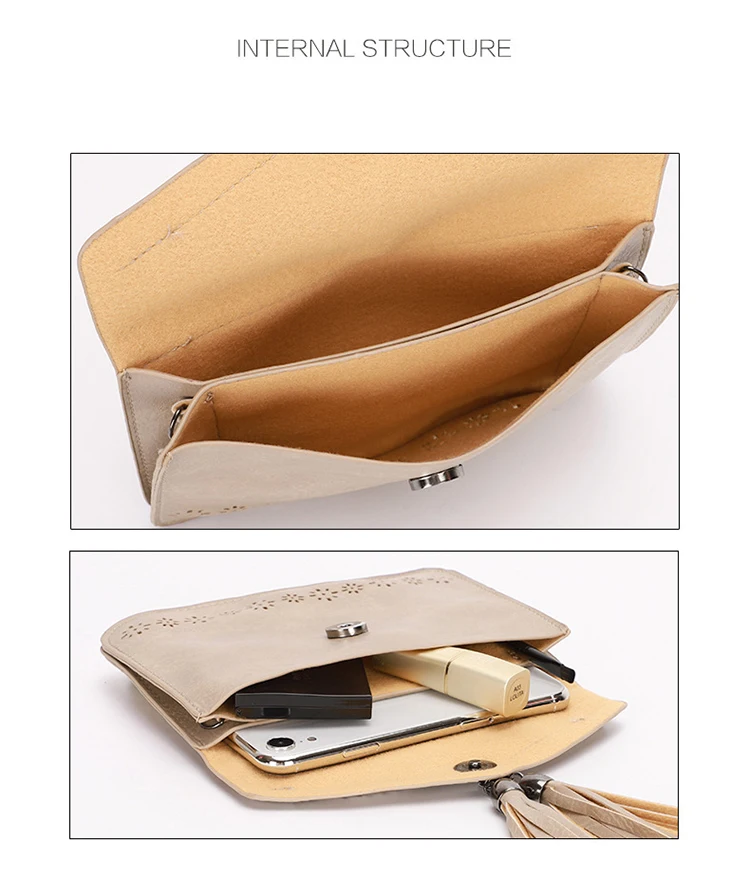 Custom Fashionable Crossbody Bag Phone Ladies Hand Bag Shoulder Handbags Soft Pu Leather Tassel Bag