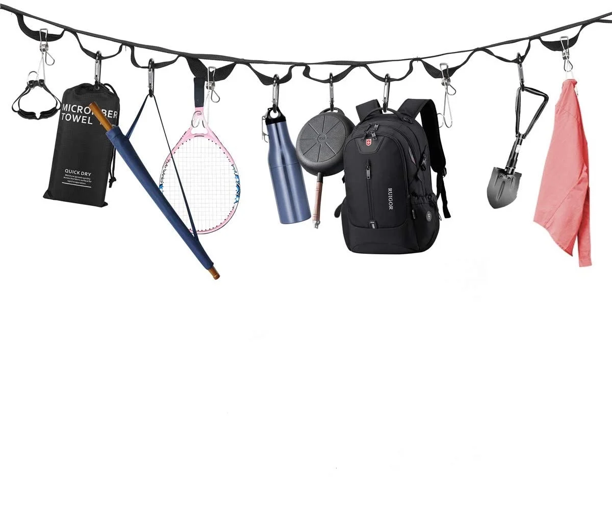 Durable Campground Organizer Holds Amazon Light Hanging Decoration Tent Accessories with 10 Carabiners Camping Lanyard