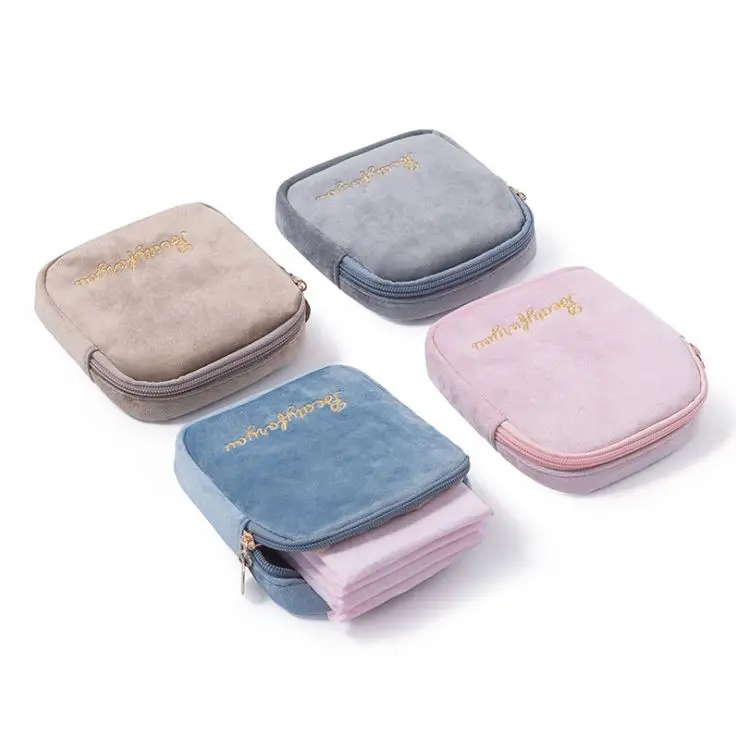 Mini flannel  private label cosmetic beauty bag clear cosmetics bag girl personal makeup toiletry bag