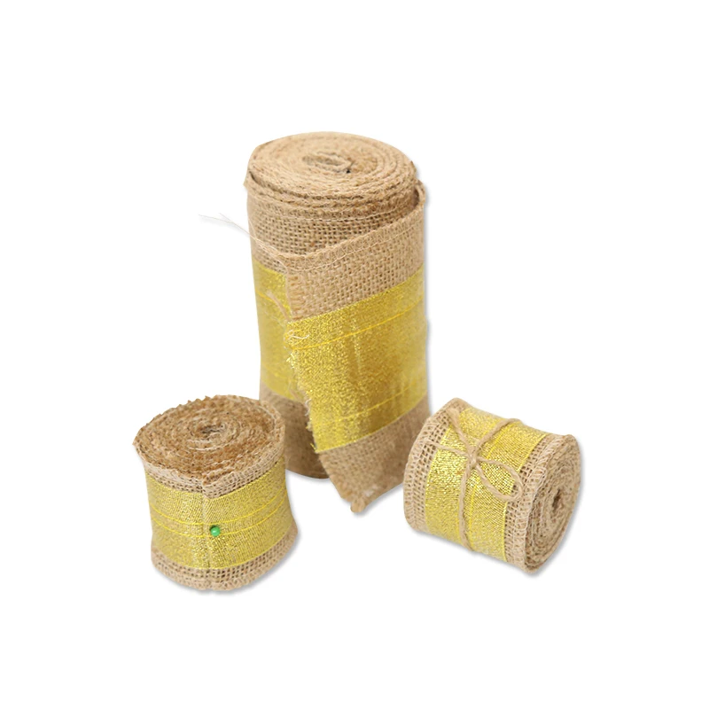 Рождество проводной в декорированном мешковиной горшке украшение лентой рулоны для