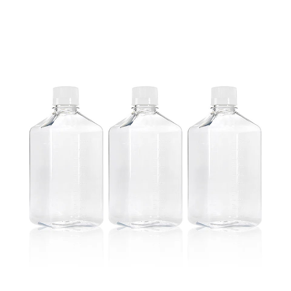 1000ml PET PETG Media Bottles Disposable Sterile Laboratory Plastic Bottles for Cell Culture or Bio Reagent Storage
