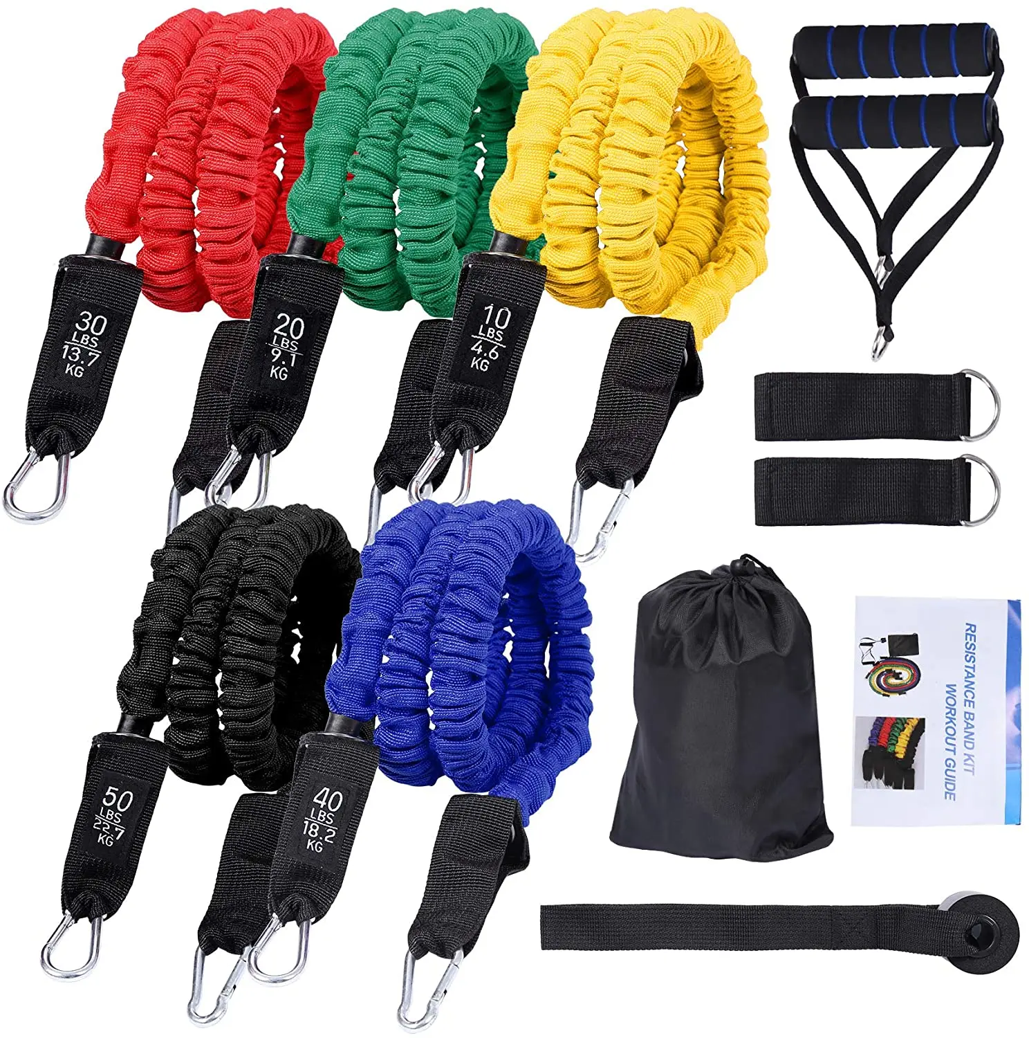 Gym Home Stretch Exercise Tubular Bands Protective Anti-Snap Fitness Add Bands Nylon Sleeves Resistance Bands