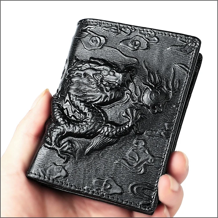 Fine genuine leather RFID blocking money clip slim bifold pocket minimalist wallet for men