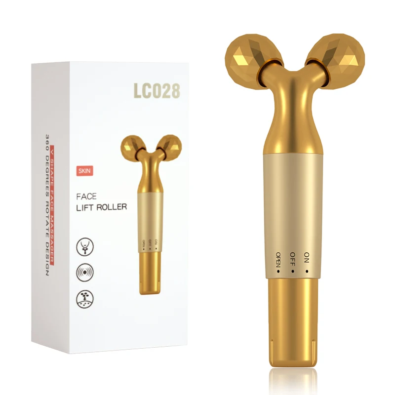 2022 Sonic Electric Facial Massager Women Gold V Shape Firming Vibrating 3D Roller Face Massager