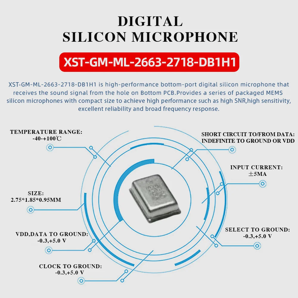Цифровой микрофон SMD 2663-2718-DB1H1 Кремниевый