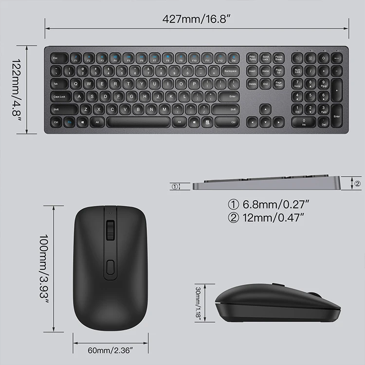 Oem uk professional simple 2.4G rechargeable wireless keyboard and mouse combo ergonomic wireless office keyboard and mouse set