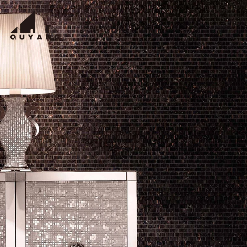 QUYANG Wholesale Home Decoration Popular Gold Coppery Brass Mosaic Wall Decoration Tile Metal Mosaic