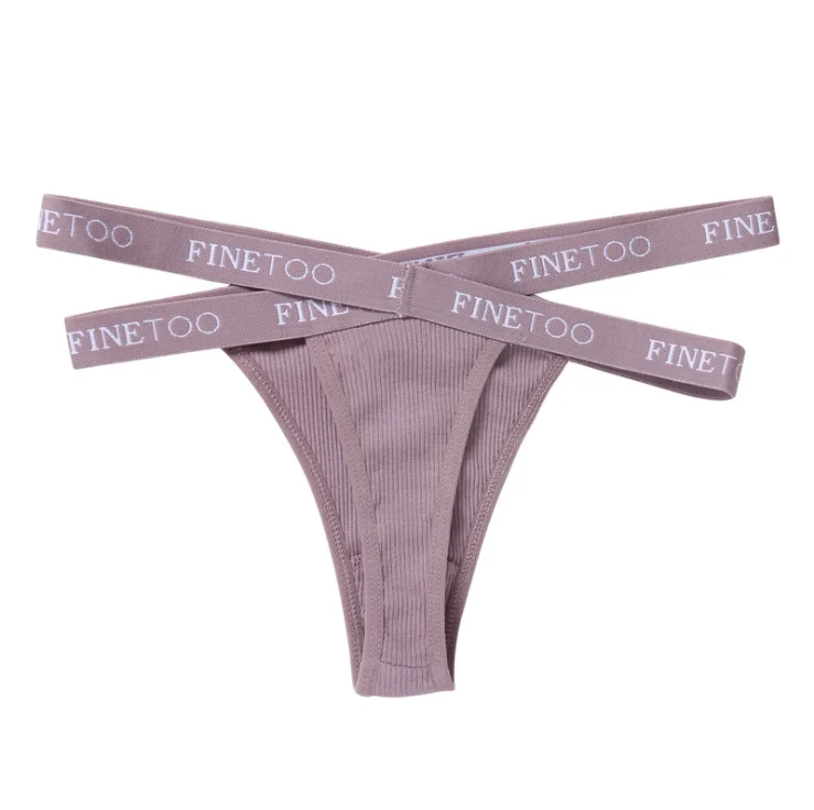 Ripped Low-Rise Solid Sexy Briefs Female Underwear Panties Cross Strap Temptation Ladies G String Thong