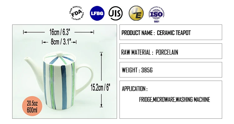 20.5oz Ceramic Tea Pot Large Teapot Kettle Ceramic Teapot Chinese Tea Pot