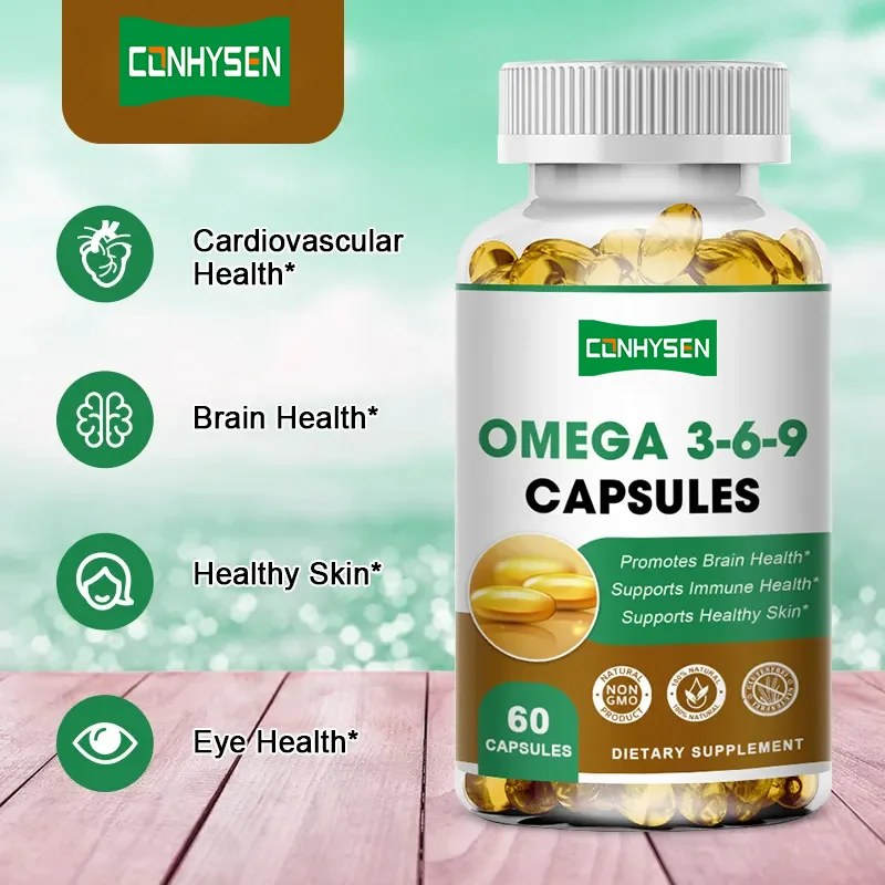 Private Label Factory Supply Natural Vegan Capsules Food Supplements 60pcs Fish Oil Omega 3 6 9 Softgels