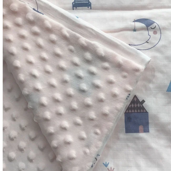 hot sale custom design gauze organic cotton Super Fleece Warm Dot Minky Caress Newborn blanket