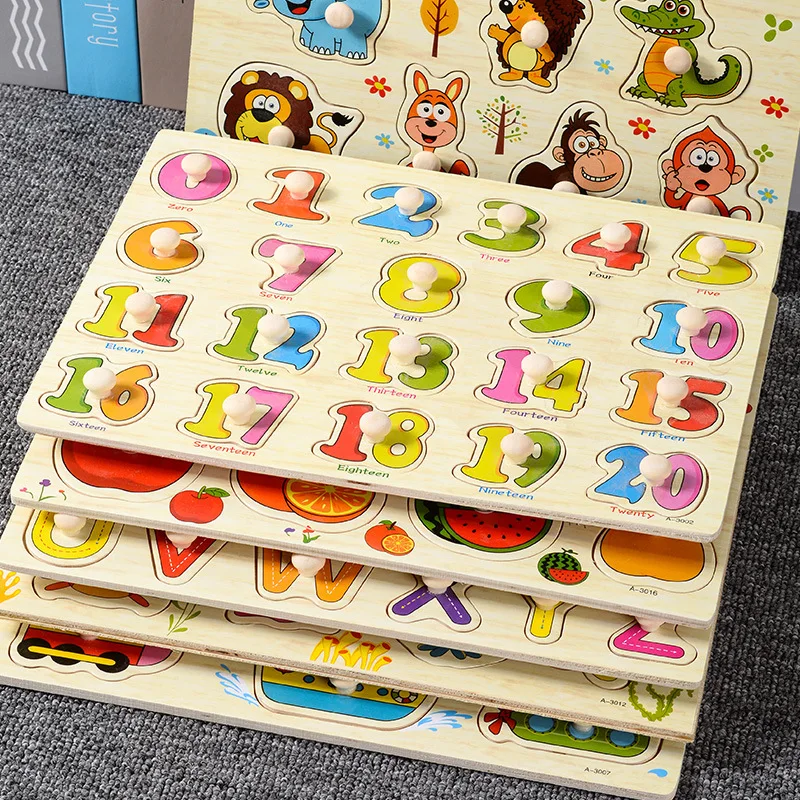 Alphabet Shape Numbers Fruits Sea Animals Wooden Puzzles For Kids