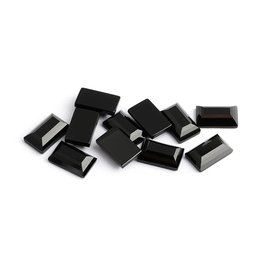 high quality jewellery raw loose black agate gemstone wholesale price smooth square rectangle shape black onyx stone