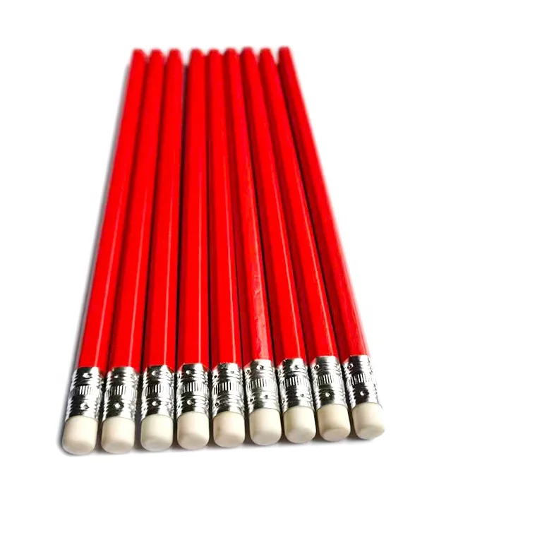 Promotion Bulk 7.5Inch Wood Customized Red 2B Drawing Sketch Pencil with Eraser