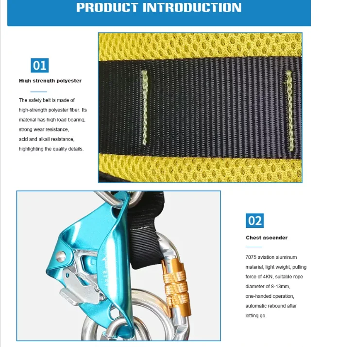 CE Certified Full Body Safety Harness 5 Points Adjustable Climbing Belt Fall Protection for Industrial Rescue Applications PPE