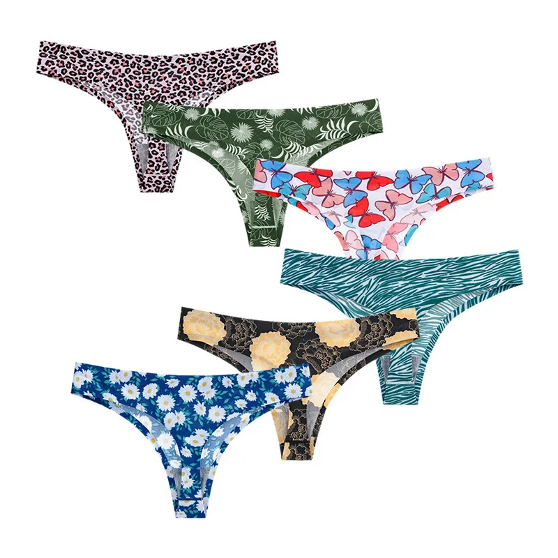 Plus Size 4XL Underpants Undies Satin Tangas Sexis Para Mujer Seamless Ice Silk Thong For Woman Panties