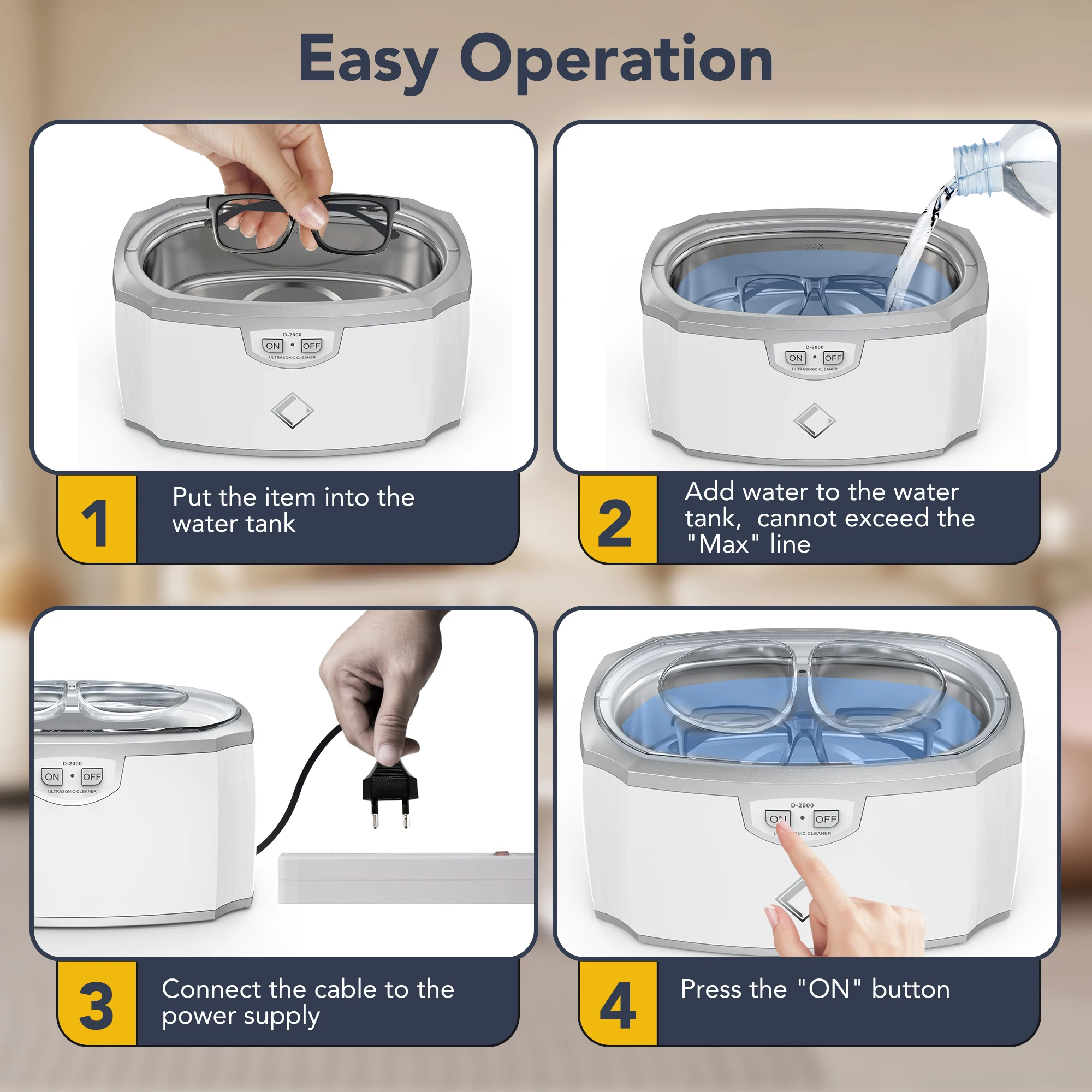 High Quality Factory Household Directly Mini Portable Jewelry Ultrasonic Cleaner Ultrasonic Glasses Cleaners