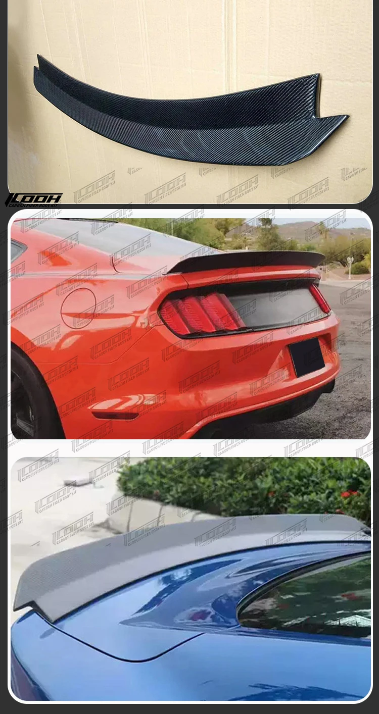 ICOOH Racing RTR Style Pre Facelift Carbon Fiber Fibre Rear Trunk Spoiler Wing Fit For Ford Mustang 2015-2022