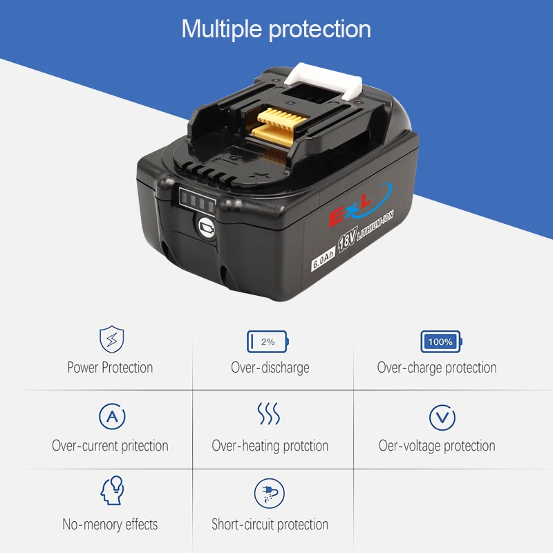 EXL replacement 18v for Makitas lithium ion battery pack 4.0ah 5.0ah 6.0ah for power tool combo kit cordless drill