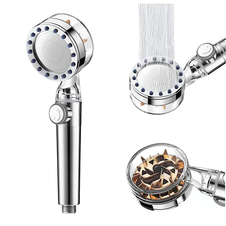 Massage Propeller Headshower Gold Shower Fan Head and Filter Big Handheld High Pressure