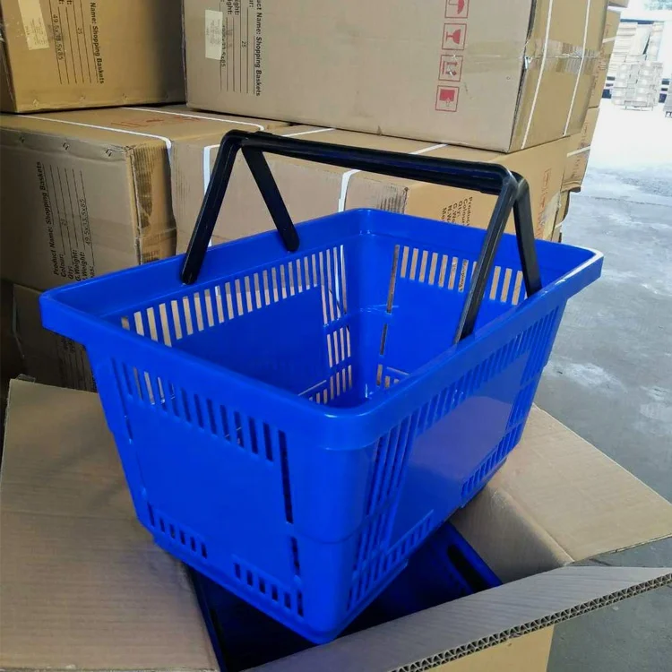 Hot sale 18L Cheap  plastic shopping basket with two handles