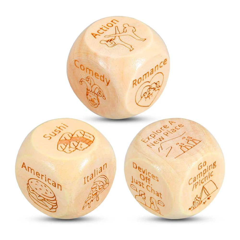 Custom Printed Logo D6 10-60mm Large Round Corner Blank Wooden Cube Naughty Dice