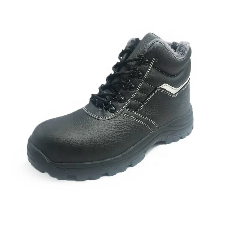 Manufacturer buffalo leather construction rubber sole winter steel toe black steel safety shoes boots with fur